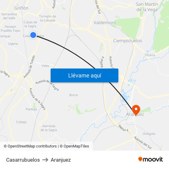 Casarrubuelos to Aranjuez map