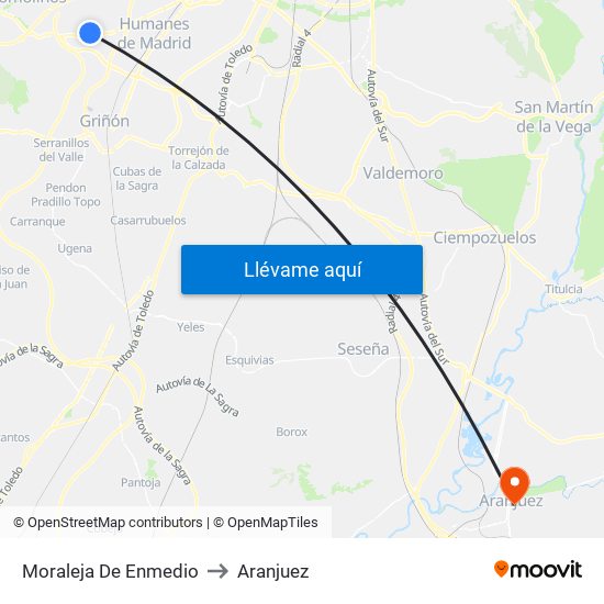 Moraleja De Enmedio to Aranjuez map