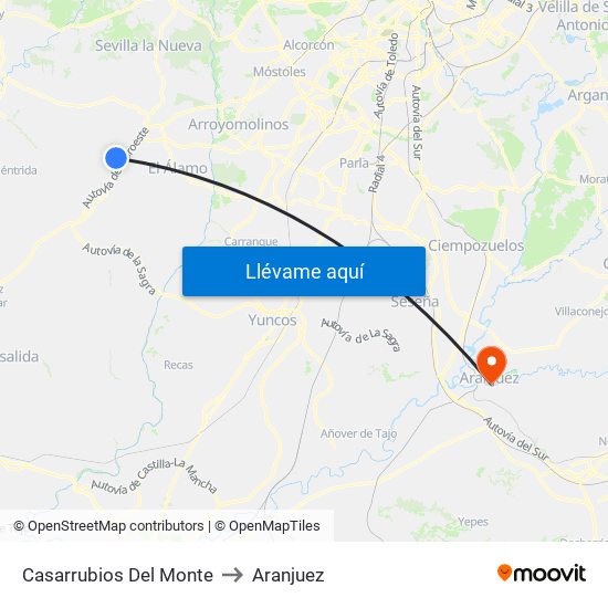 Casarrubios Del Monte to Aranjuez map