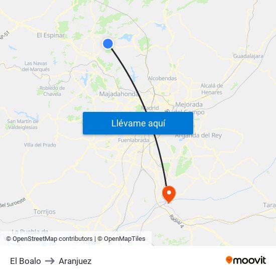 El Boalo to Aranjuez map