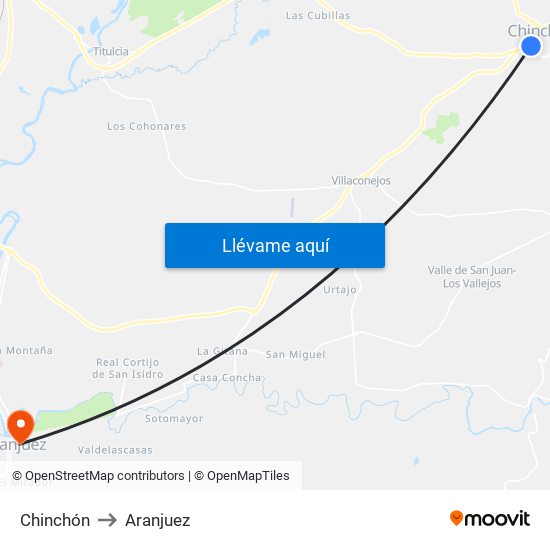 Chinchón to Aranjuez map