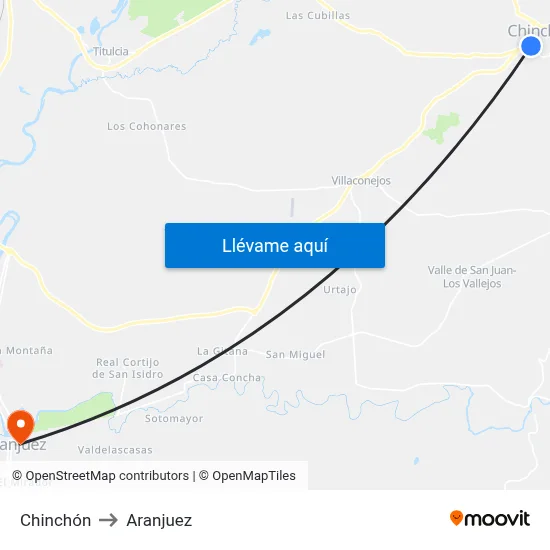 Chinchón to Aranjuez map