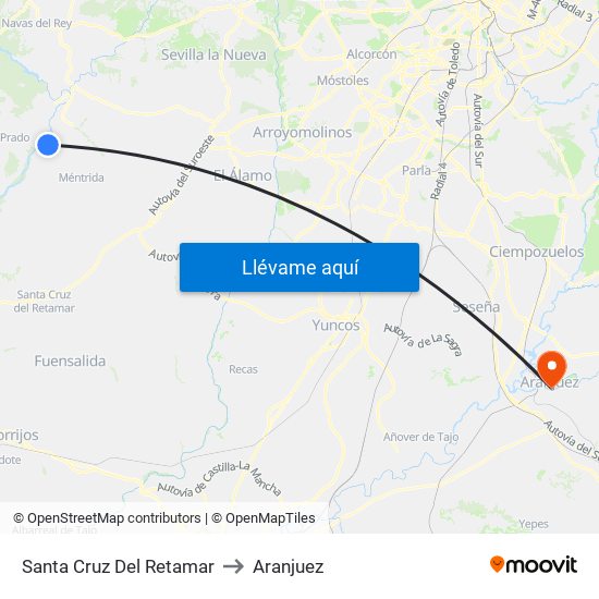 Santa Cruz Del Retamar to Aranjuez map