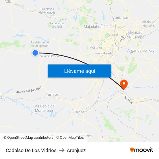 Cadalso De Los Vidrios to Aranjuez map