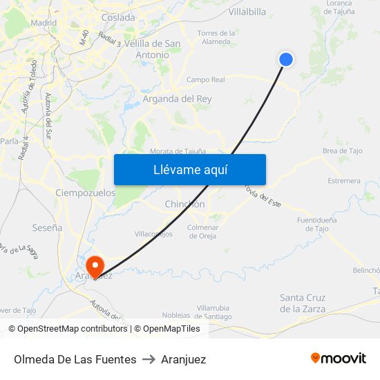 Olmeda De Las Fuentes to Aranjuez map