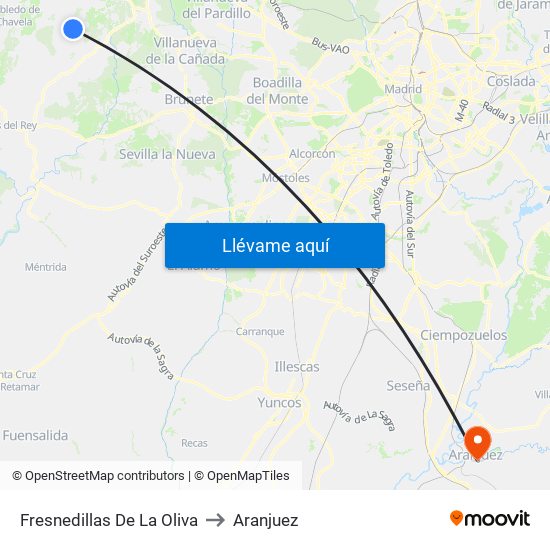 Fresnedillas De La Oliva to Aranjuez map