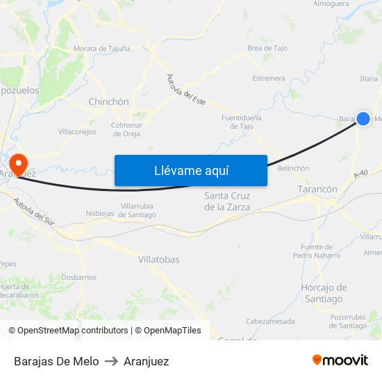 Barajas De Melo to Aranjuez map