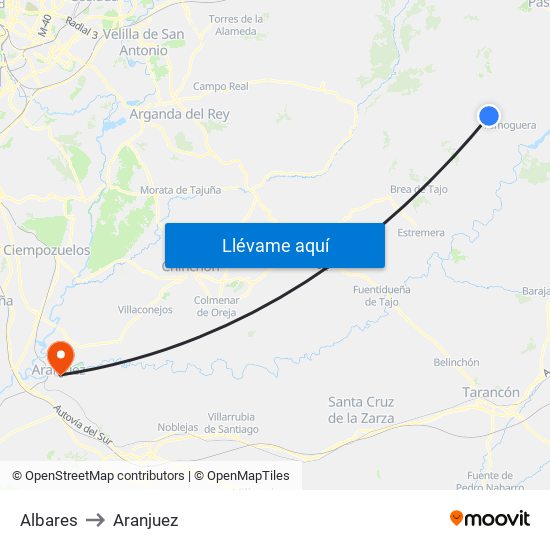 Albares to Aranjuez map