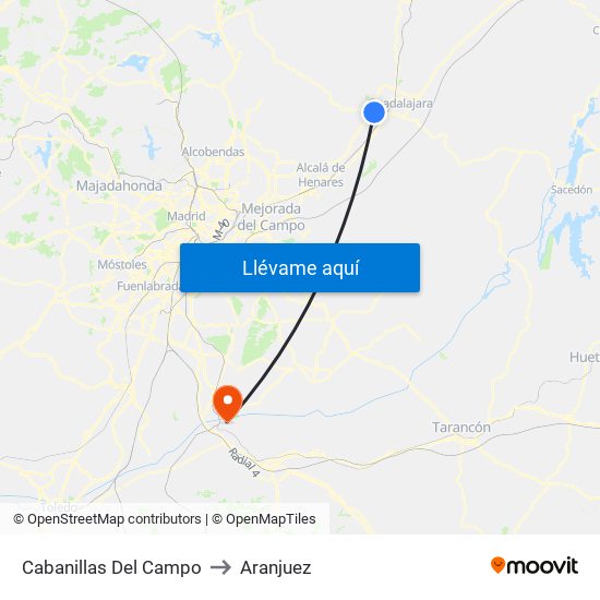 Cabanillas Del Campo to Aranjuez map