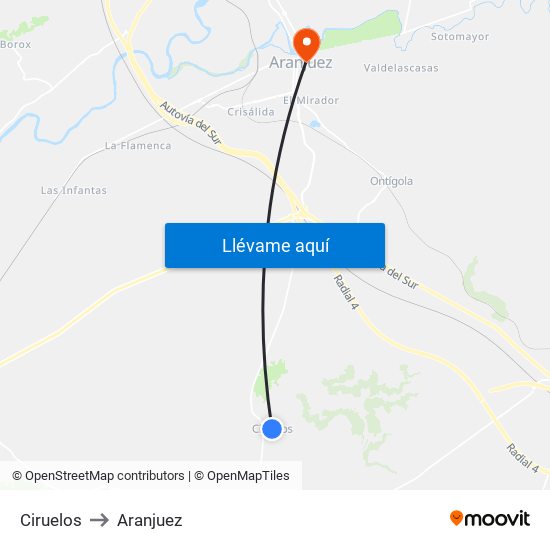 Ciruelos to Aranjuez map
