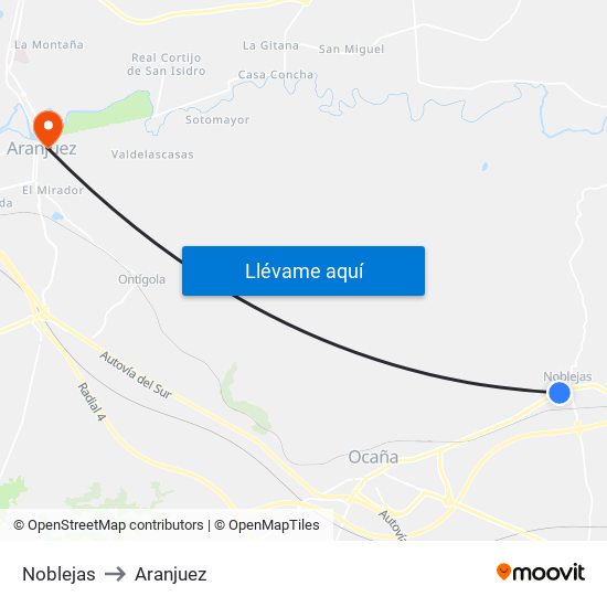 Noblejas to Aranjuez map