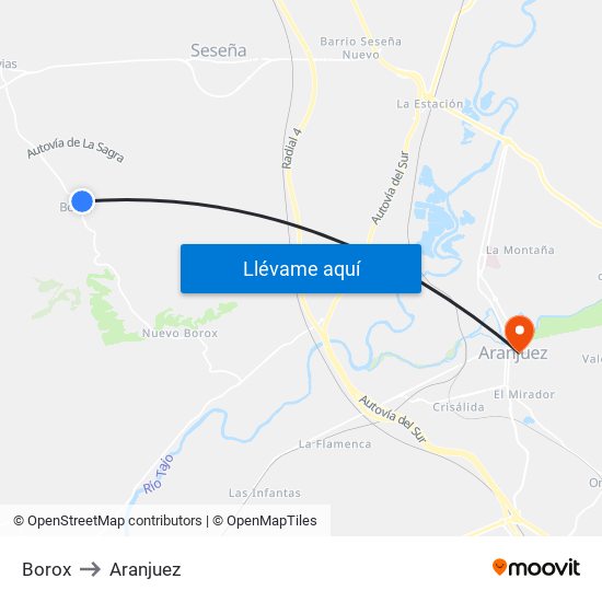 Borox to Aranjuez map