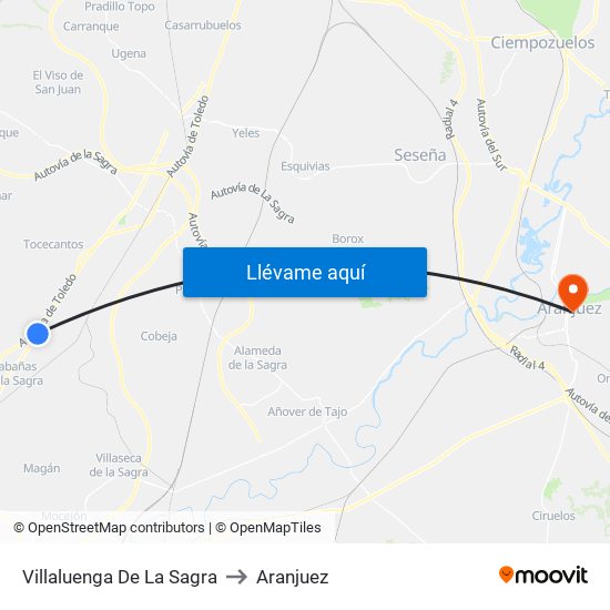 Villaluenga De La Sagra to Aranjuez map