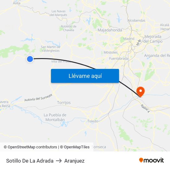 Sotillo De La Adrada to Aranjuez map