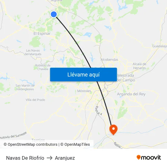 Navas De Riofrío to Aranjuez map
