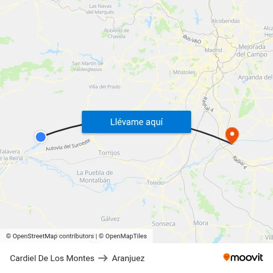 Cardiel De Los Montes to Aranjuez map