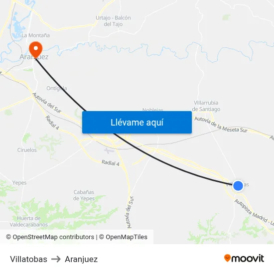 Villatobas to Aranjuez map