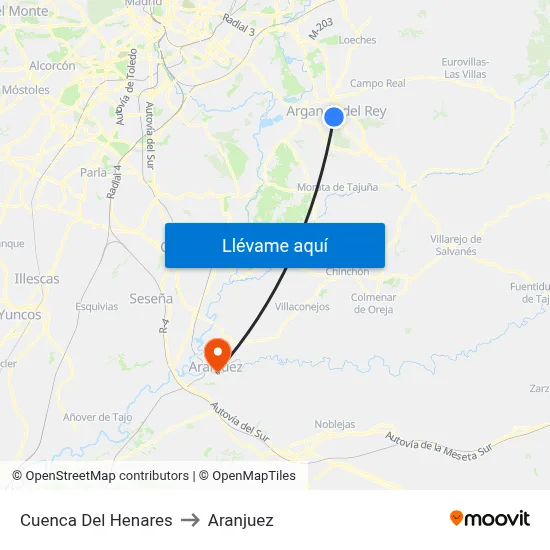 Cuenca Del Henares to Aranjuez map