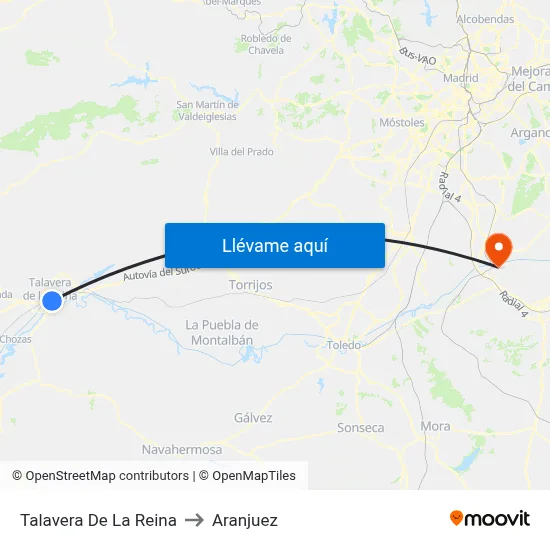 Talavera De La Reina to Aranjuez map
