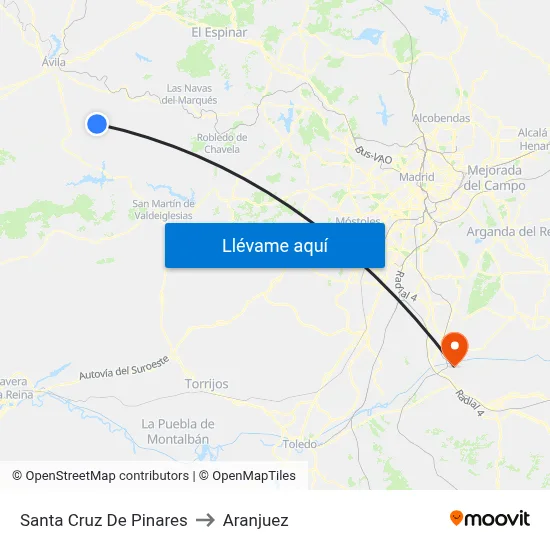 Santa Cruz De Pinares to Aranjuez map