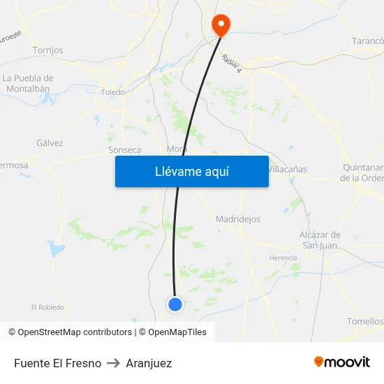Fuente El Fresno to Aranjuez map