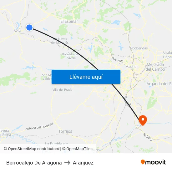 Berrocalejo De Aragona to Aranjuez map