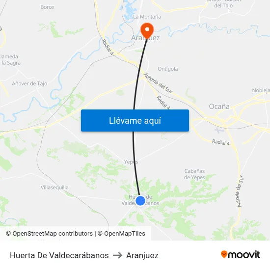 Huerta De Valdecarábanos to Aranjuez map