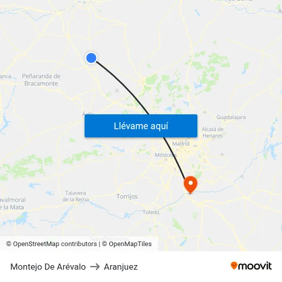Montejo De Arévalo to Aranjuez map