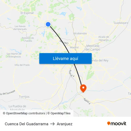 Cuenca Del Guadarrama to Aranjuez map