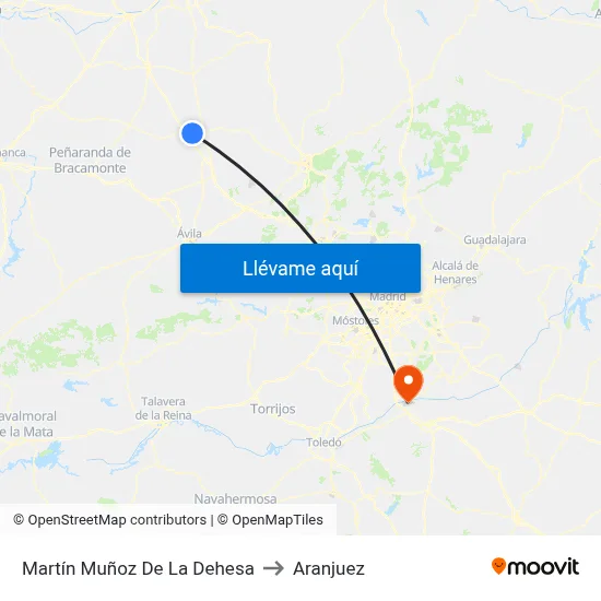 Martín Muñoz De La Dehesa to Aranjuez map