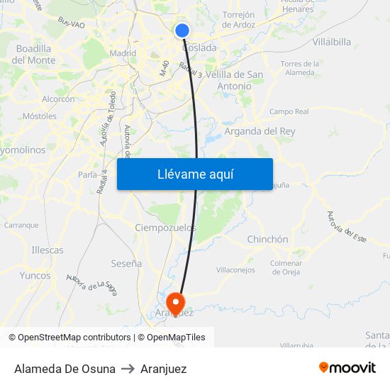 Alameda De Osuna to Aranjuez map
