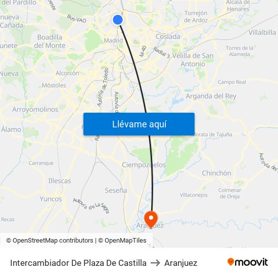 Intercambiador De Plaza De Castilla to Aranjuez map