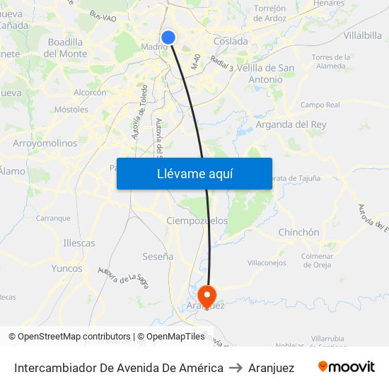 Intercambiador De Avenida De América to Aranjuez map