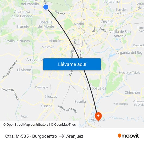 Ctra. M-505 - Burgocentro to Aranjuez map