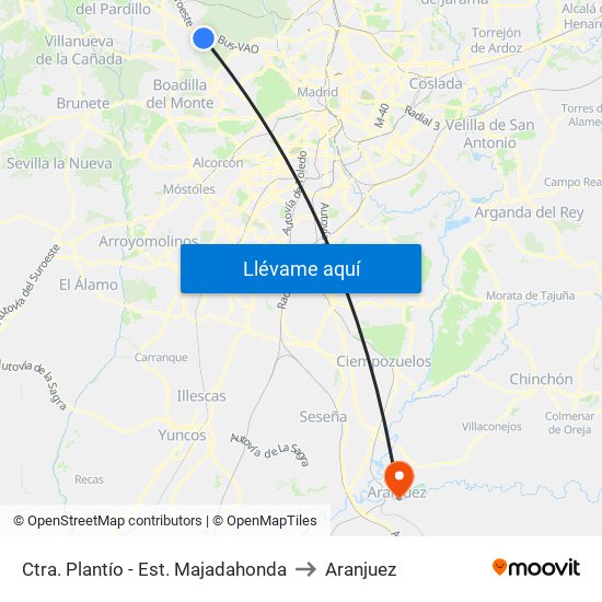 Ctra. Plantío - Est. Majadahonda to Aranjuez map