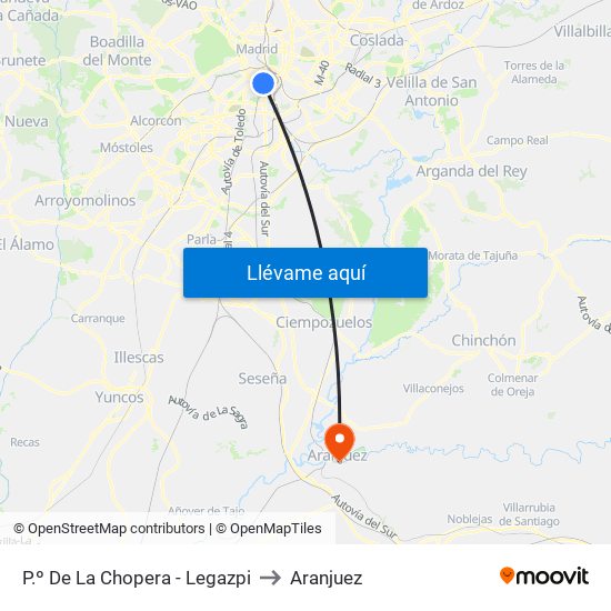 P.º De La Chopera - Legazpi to Aranjuez map