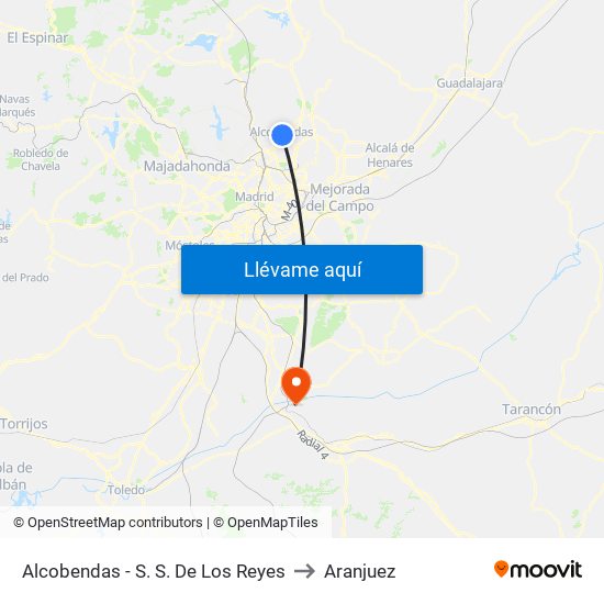 Alcobendas - S. S. De Los Reyes to Aranjuez map