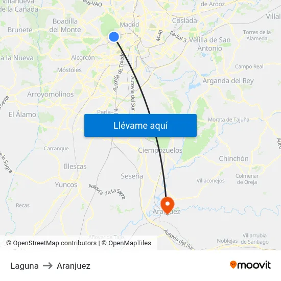 Laguna to Aranjuez map
