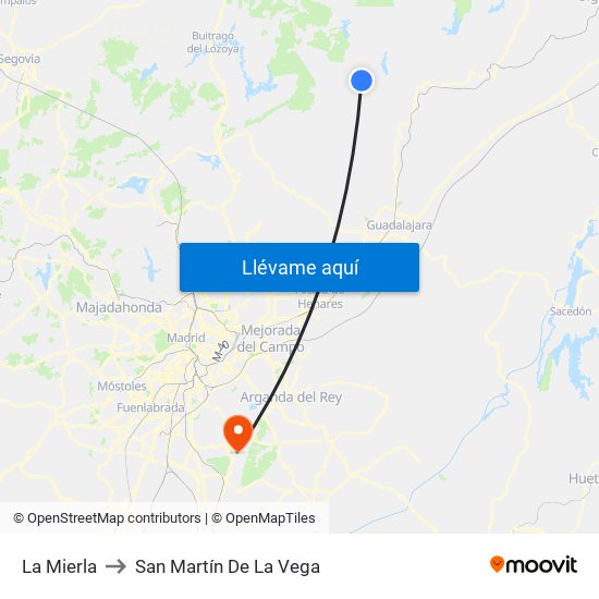 La Mierla to San Martín De La Vega map