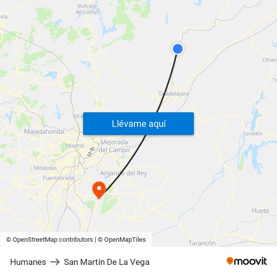 Humanes to San Martín De La Vega map