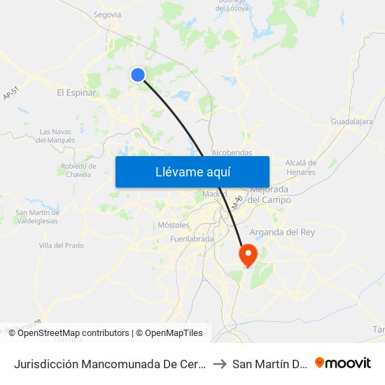 Jurisdicción Mancomunada De Cerdedilla Y Navacerrada to San Martín De La Vega map