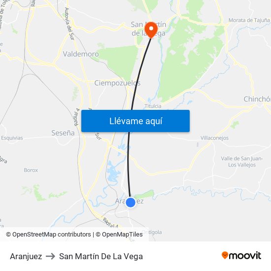 Aranjuez to San Martín De La Vega map