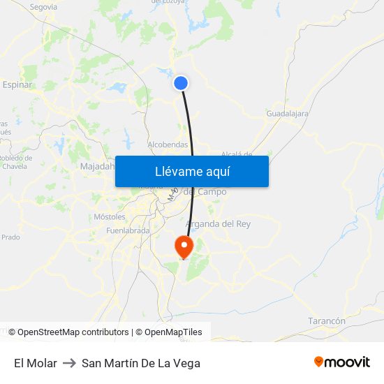 El Molar to San Martín De La Vega map