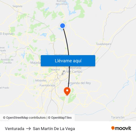 Venturada to San Martín De La Vega map