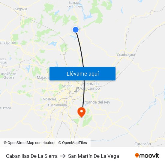 Cabanillas De La Sierra to San Martín De La Vega map