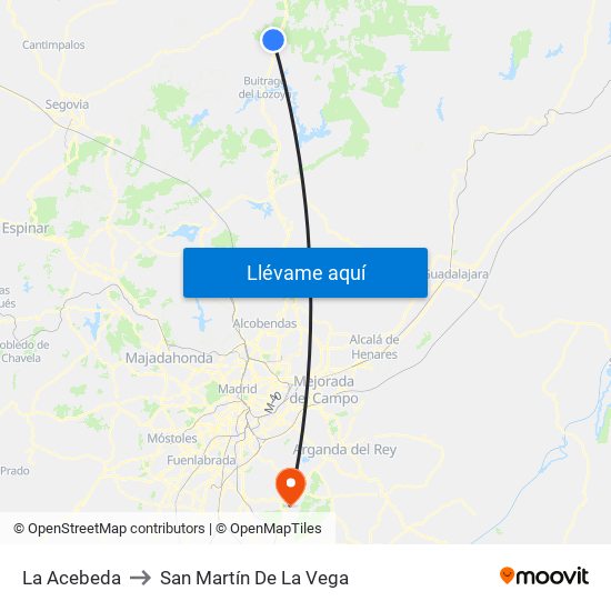 La Acebeda to San Martín De La Vega map