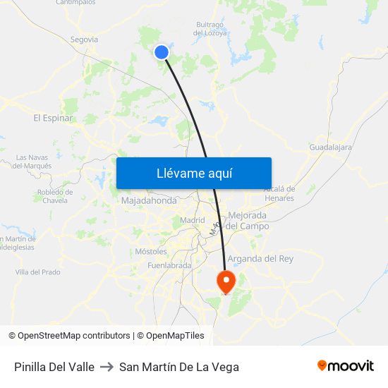 Pinilla Del Valle to San Martín De La Vega map
