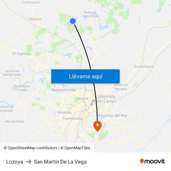 Lozoya to San Martín De La Vega map