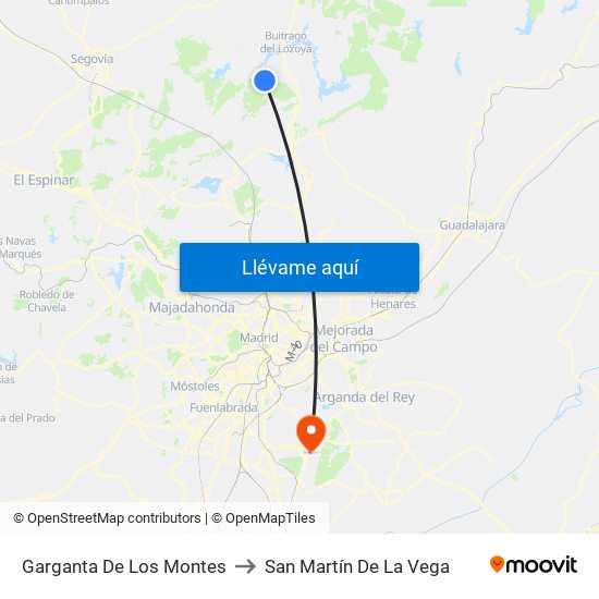 Garganta De Los Montes to San Martín De La Vega map