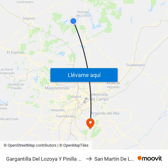 Gargantilla Del Lozoya Y Pinilla De Buitrago to San Martín De La Vega map